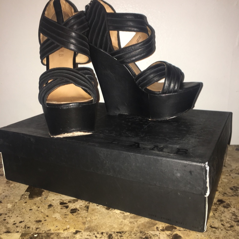 L.A.M.B “Bernadette” Wedge Sandals